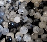 Perles Minéraux Quartz Tourmaline 6,5mm