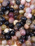 Perles Minéraux Tourmaline Multicolore 7,4mm