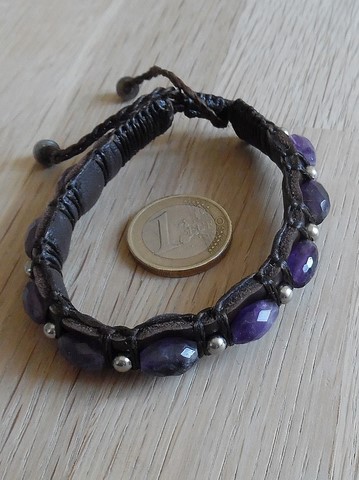 Bracelet cuir Améthyste