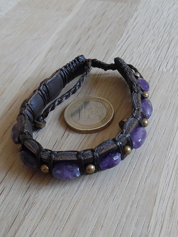 Bracelet cuir Améthyste