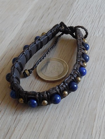 Bracelet cuir Lapis Lazuli