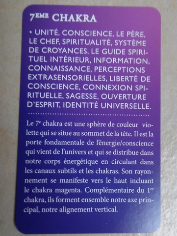 Carte propriétés énergétiques 7ème chakra coronal