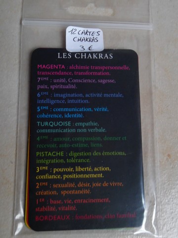 Cartes propriétés énergétiques 12 chakras