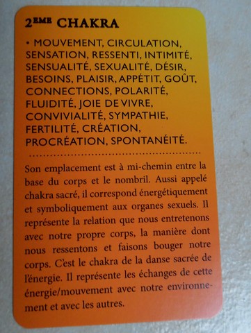 Carte propriétés énergétiques 2ème chakra sacré