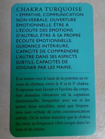 Carte propriétés énergétiques chakra Turquoise