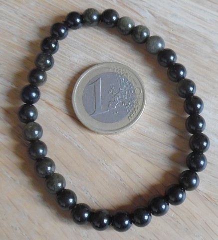 bracelet obsidienne dorée