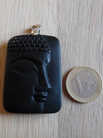 Pendentif bouddha obsidienne noire