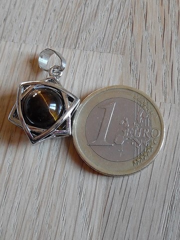 Pendentif étoile de david sceau de salomon oeil de tigre