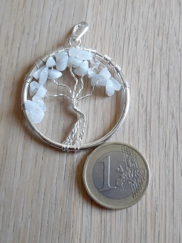 Pendentif arbre pierre de lune labradorite blanche