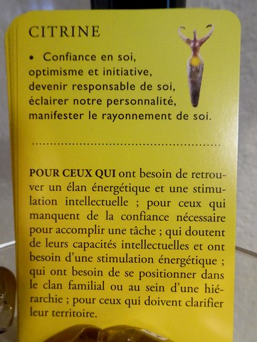 Carte propriétés énergétiques Citrine naturelle