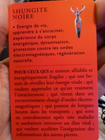 Carte propriétés énergétiques Shungite noire