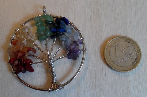 Pendentif arbre de vie, minéraux et chakras