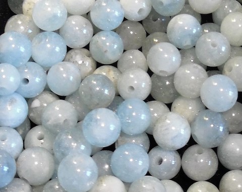 Perles Minéraux Aigue marine 6,9mm