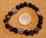 Bracelet obsidienne dorée bouddha